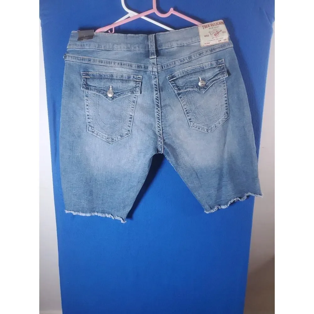 True Religion Ricky Jeans Shorts Men Size 42 Relaxed Straight Flap Pocket NEW